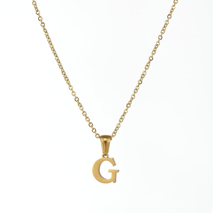 1 Piece Simple Series Simple Letter G Stainless Steel  Gold Color Women's Pendant Necklaces 